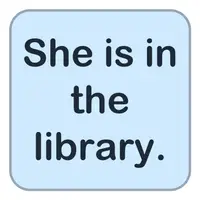 Picture for She is in the library. (O kütüphanede.)