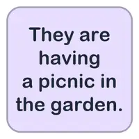 Picture for They are having a picnic in the garden. (Onlar bahçede piknik yapıyorlar.)