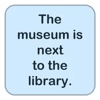 Picture for The museum is next to the library. (Müze kütüphanenin yanında.)